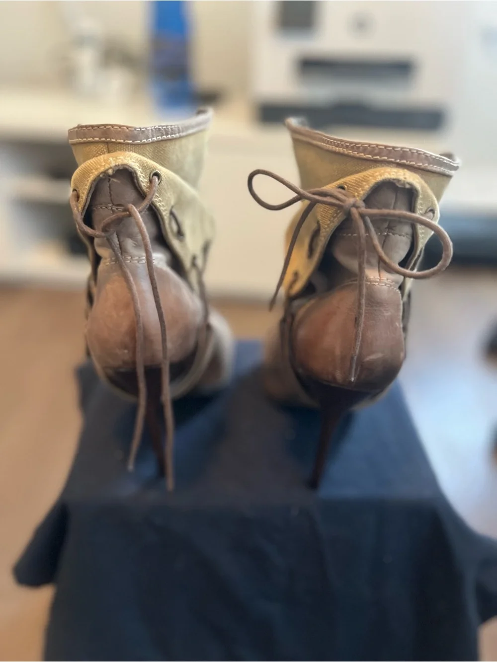 Aldo Brown Peep-Toe Zip Ankle Heels - NEVER WORN